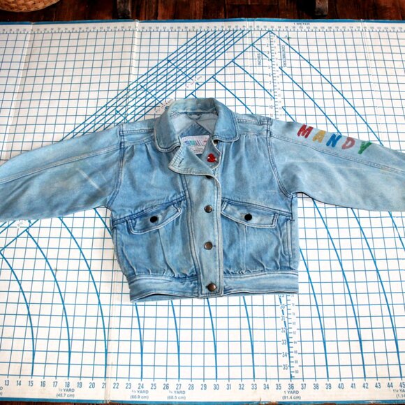 Vintage 80s Faded Painted Girls Jean Jacket, MANDY, Size 10 - Picture 2 of 11